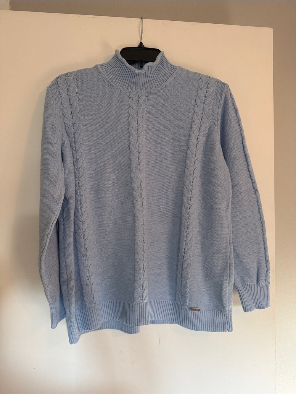 Blue mock turtleneck sweater